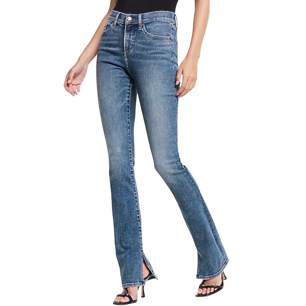 Express Skyscraper Mid Rise Ultra Hyper Stretch Flare Jean Blue Large (12/14/16)